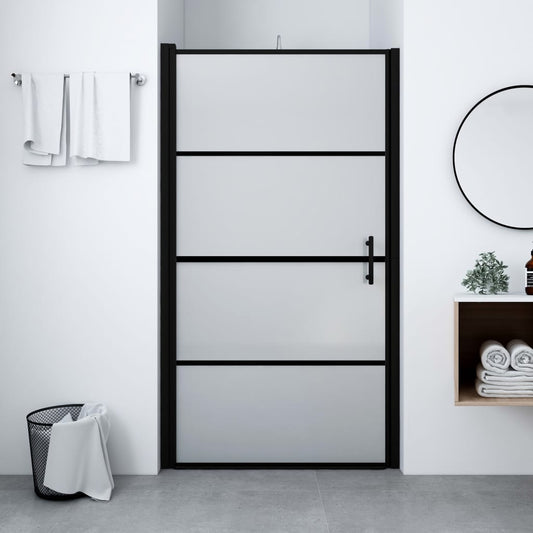 146663 vidaXL Shower Door Frost Tempered Glass 100x178 cm Black