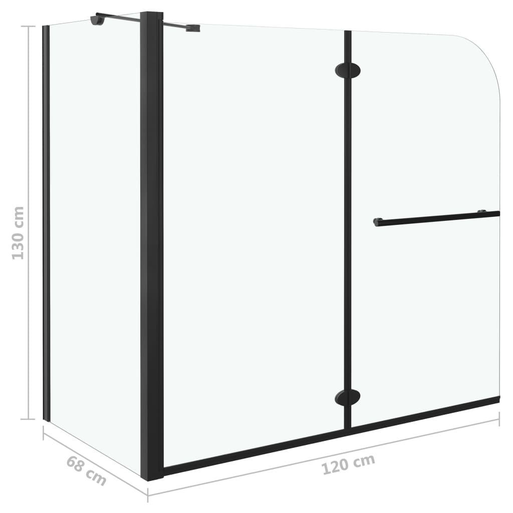 vidaXL Bi-Folding Shower Enclosure ESG 120x68x130 cm Black