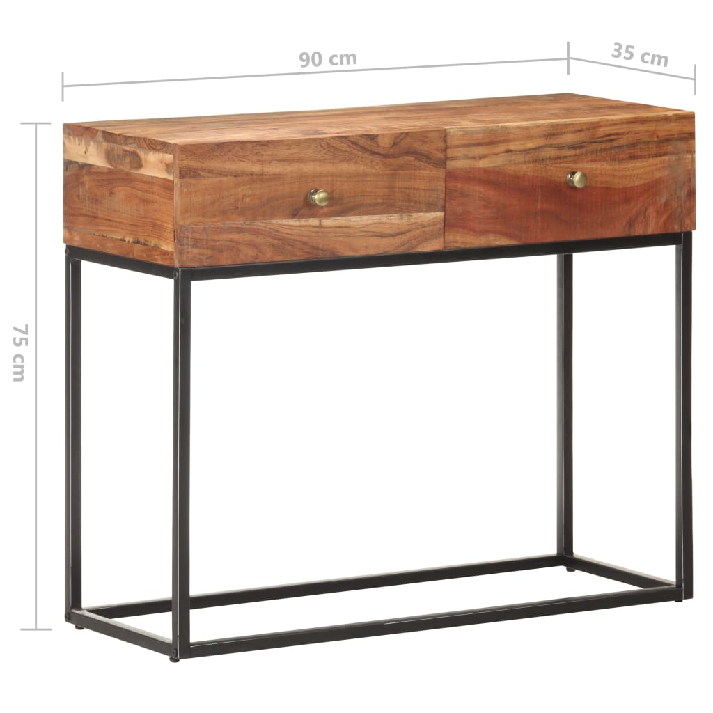 vidaXL Console Table 90x35x75 cm Rough Acacia Wood