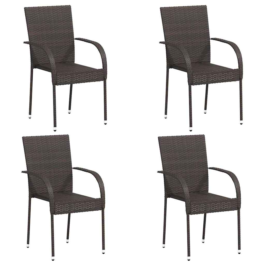 vidaXL Dining Chair |  Set of 4 | Brown | PE rattan, powder-coated steel