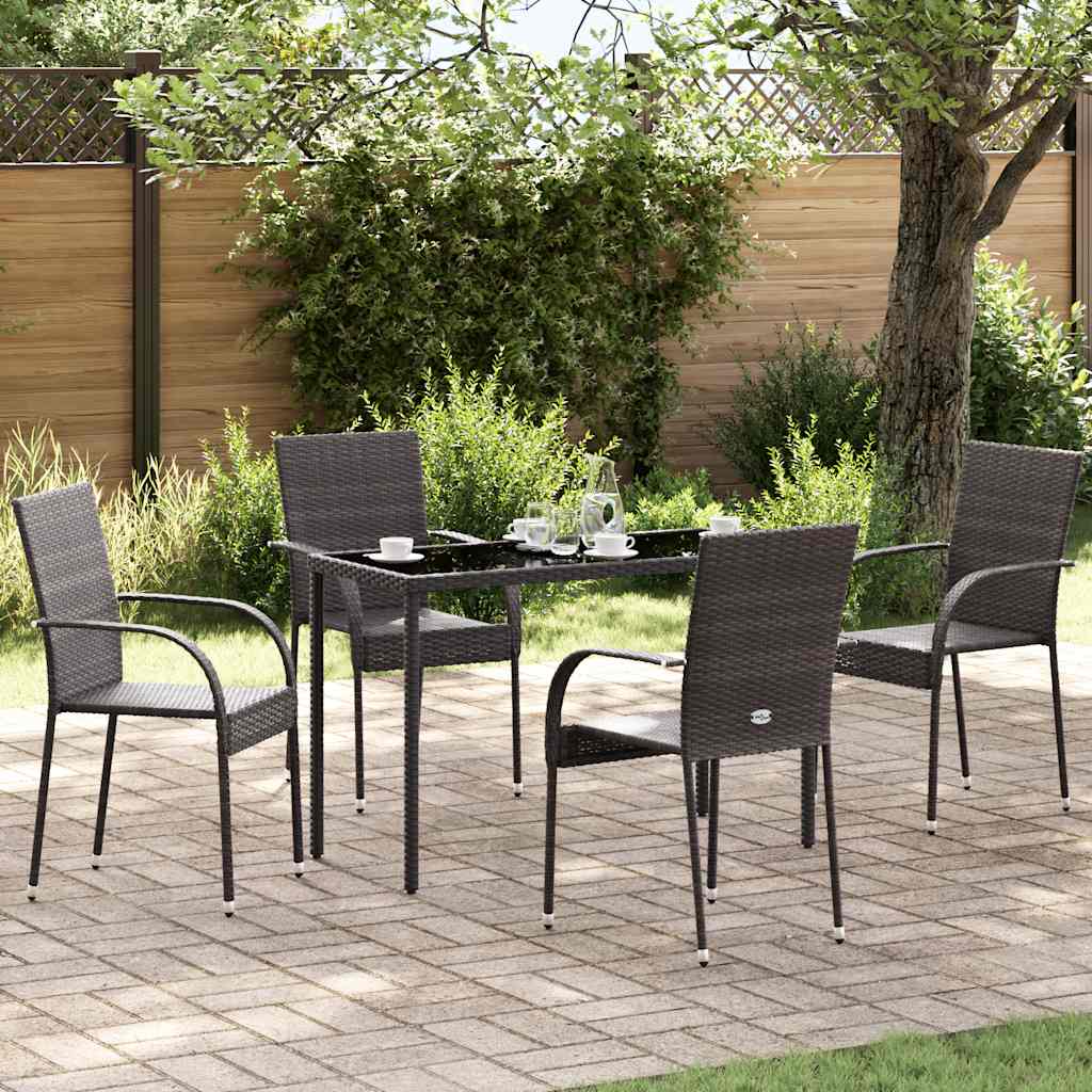 vidaXL Dining Chair |  Set of 4 | Brown | PE rattan, powder-coated steel