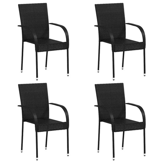 310084 vidaXL Stackable Outdoor Chairs 4 pcs Poly Rattan Black