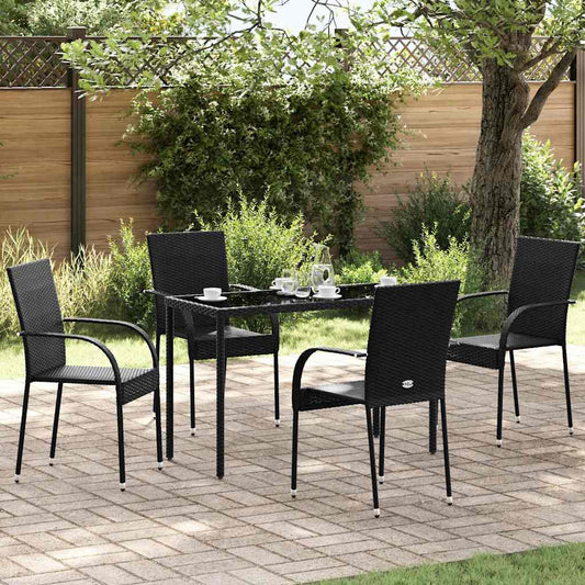310084 vidaXL Stackable Outdoor Chairs 4 pcs Poly Rattan Black