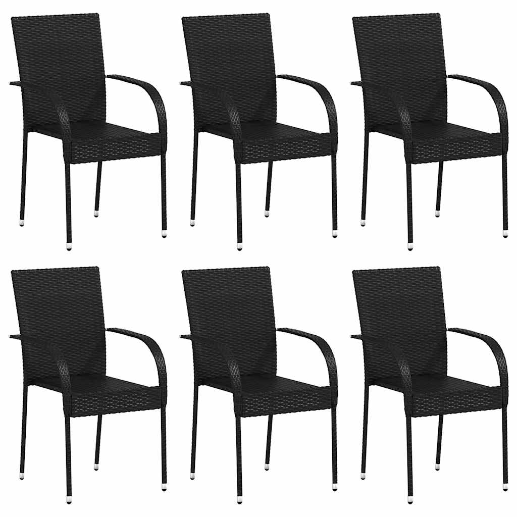 vidaXL Dining Chair | Set of 6 | Black | PE Rattan | One Size | Stackable