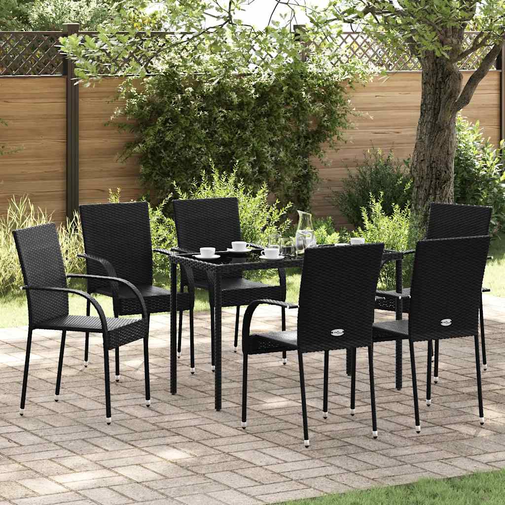 vidaXL Dining Chair | Set of 6 | Black | PE Rattan | One Size | Stackable