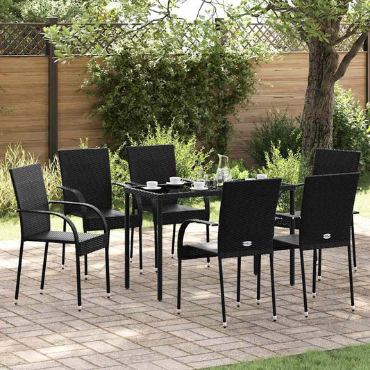 310087 vidaXL Stackable Outdoor Chairs 6 pcs Poly Rattan Black