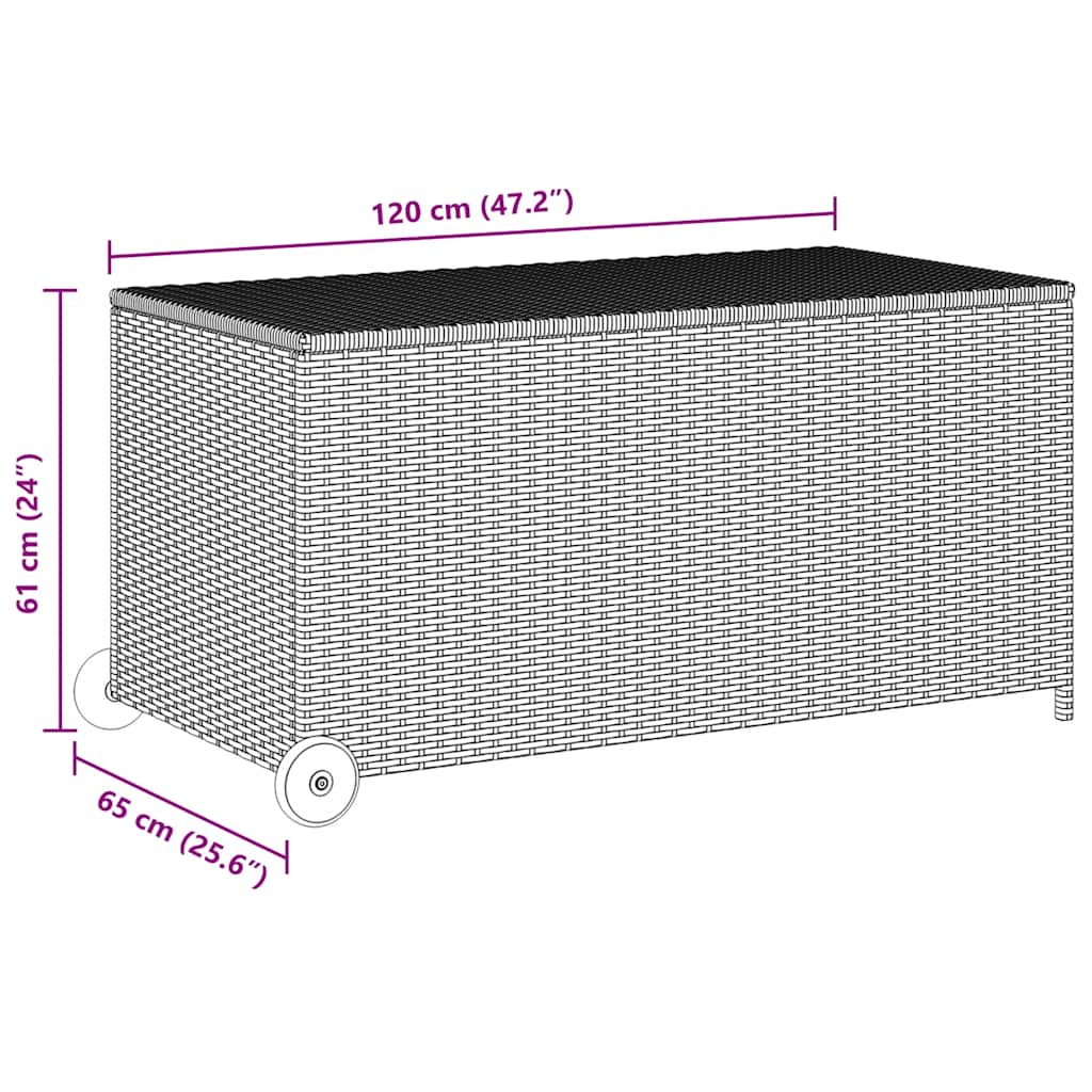 vidaXL Garden Storage Box Black 120x65x61 cm Poly Rattan