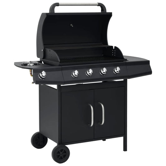vidaXL Gas Barbecue Grill 4+1 Cooking Zone Black Steel