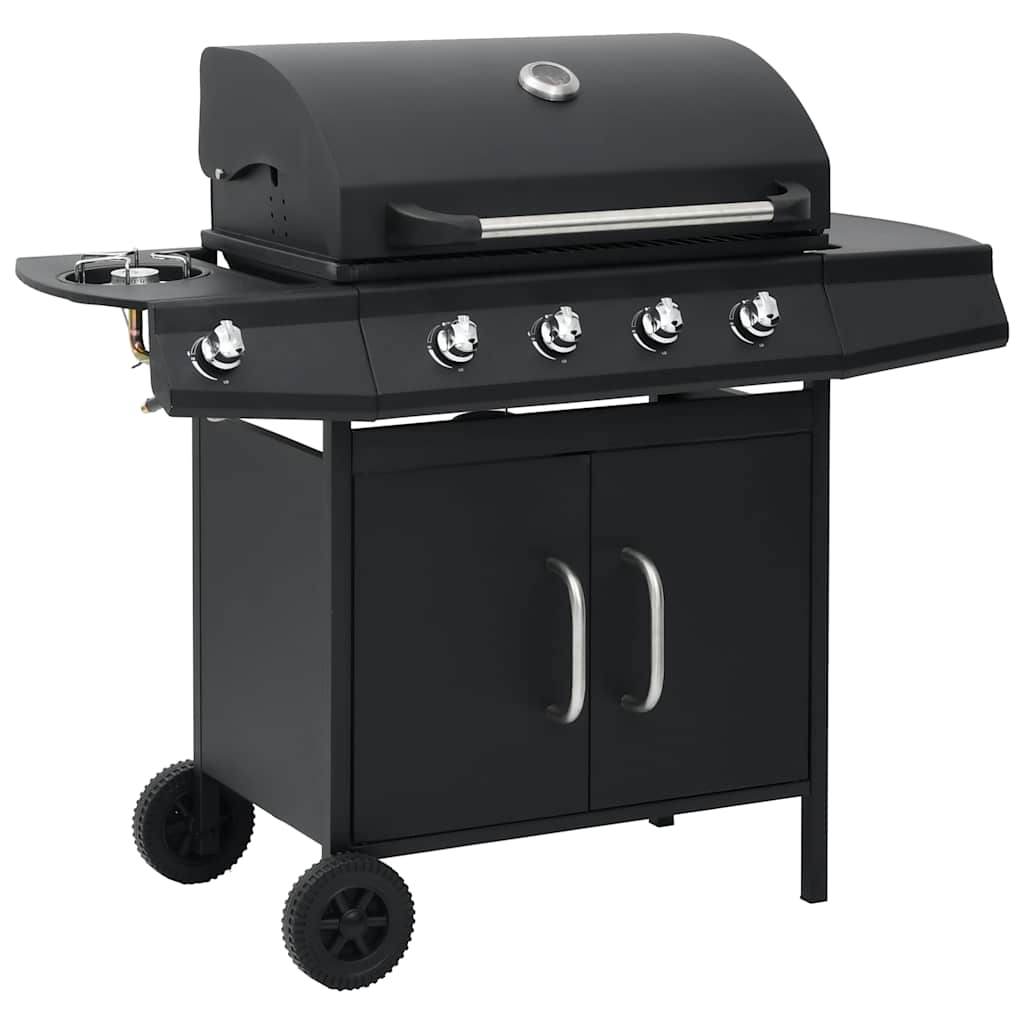 vidaXL Gas Barbecue Grill 4+1 Cooking Zone Black Steel