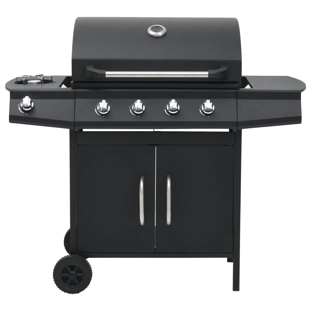vidaXL Gas Barbecue Grill 4+1 Cooking Zone Black Steel