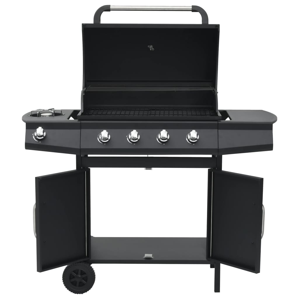 vidaXL Gas Barbecue Grill 4+1 Cooking Zone Black Steel