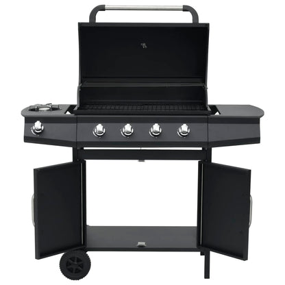 vidaXL Gas Barbecue Grill 4+1 Cooking Zone Black Steel