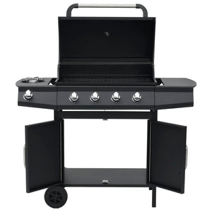 vidaXL Gas Barbecue Grill 4+1 Cooking Zone Black Steel