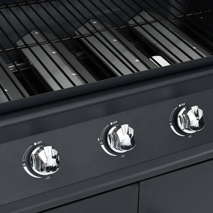 vidaXL Gas Barbecue Grill 4+1 Cooking Zone Black Steel