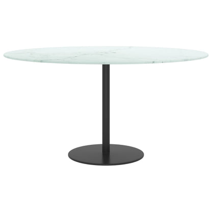vidaXL Table Top White Ø80x1 cm Tempered Glass with Marble Design