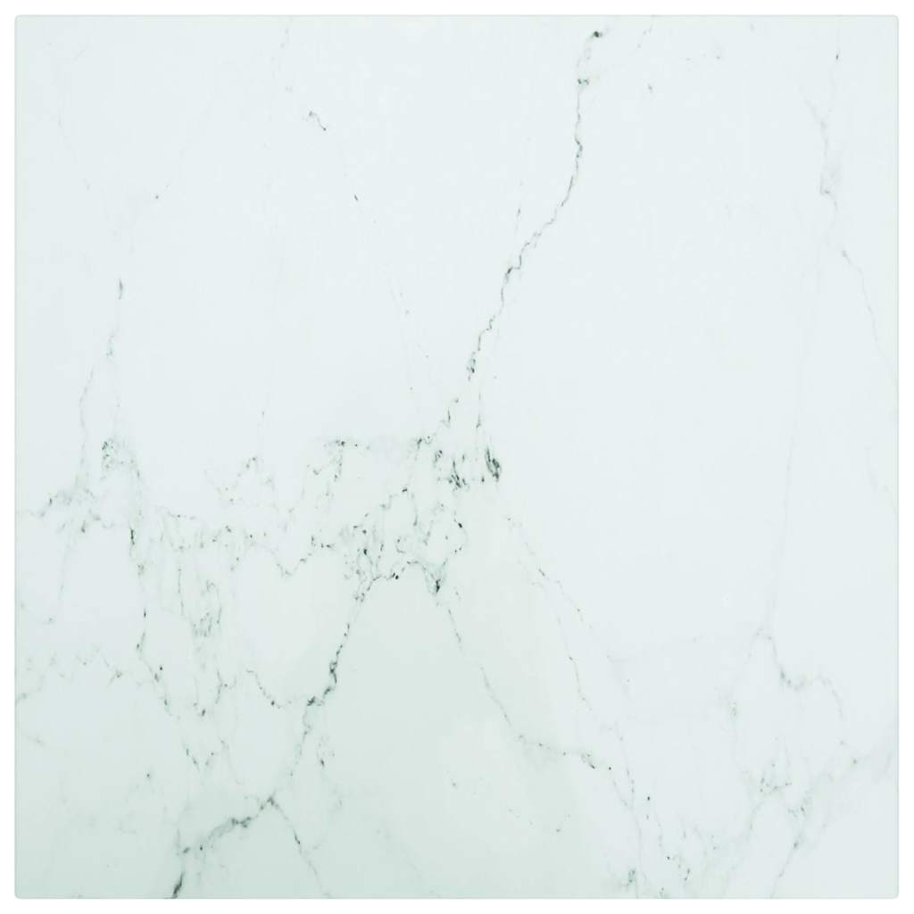 vidaXL Table Top White 40x40 cm 6 mm Tempered Glass with Marble Design