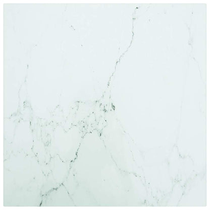 vidaXL Table Top White 40x40 cm 6 mm Tempered Glass with Marble Design