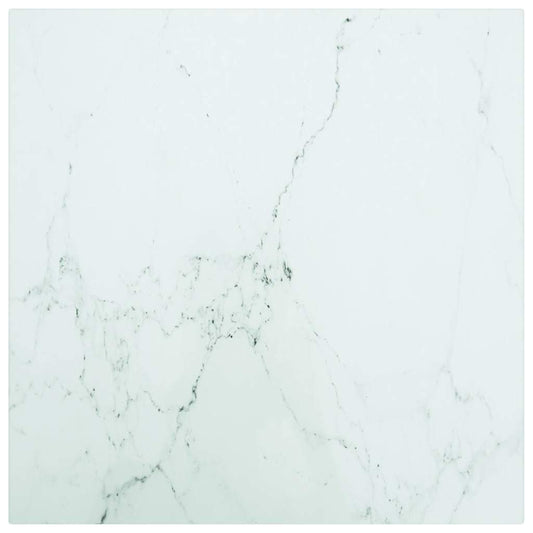 vidaXL Table Top White 40x40 cm 6 mm Tempered Glass with Marble Design