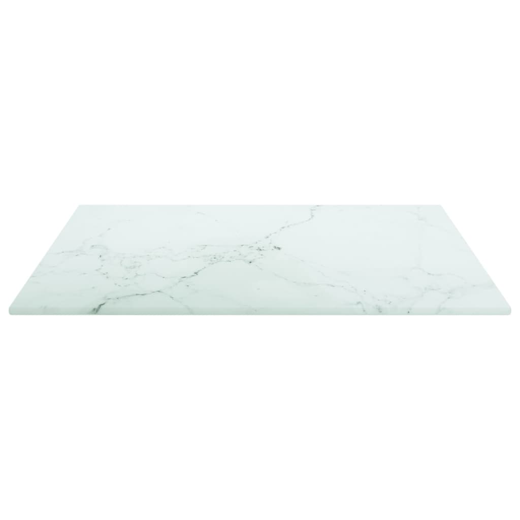 vidaXL Table Top White 40x40 cm 6 mm Tempered Glass with Marble Design