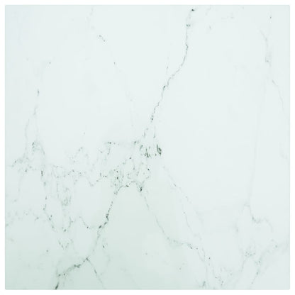vidaXL Table Top White 60x60 cm 6 mm Tempered Glass with Marble Design