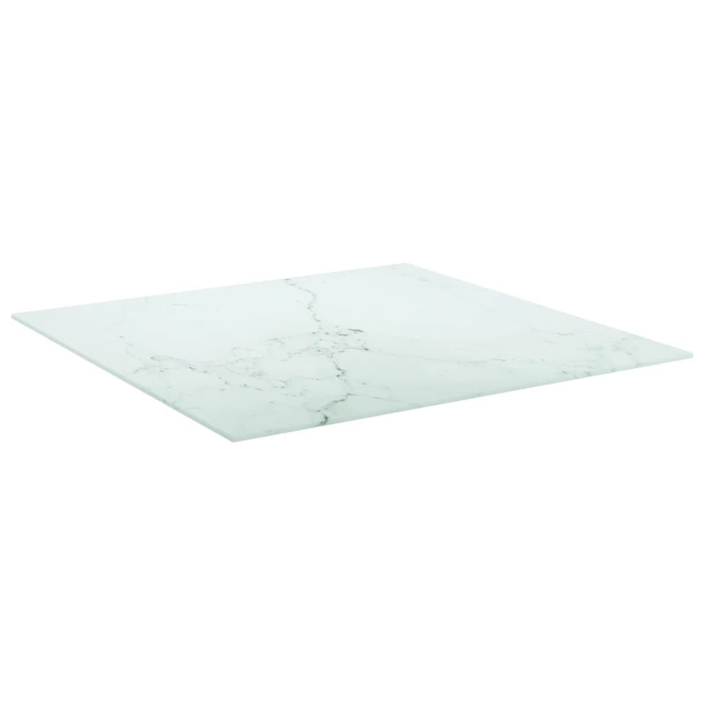 vidaXL Table Top White 70x70 cm 6 mm Tempered Glass with Marble Design