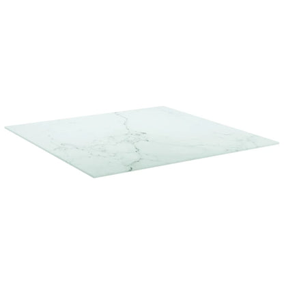 vidaXL Table Top White 70x70 cm 6 mm Tempered Glass with Marble Design