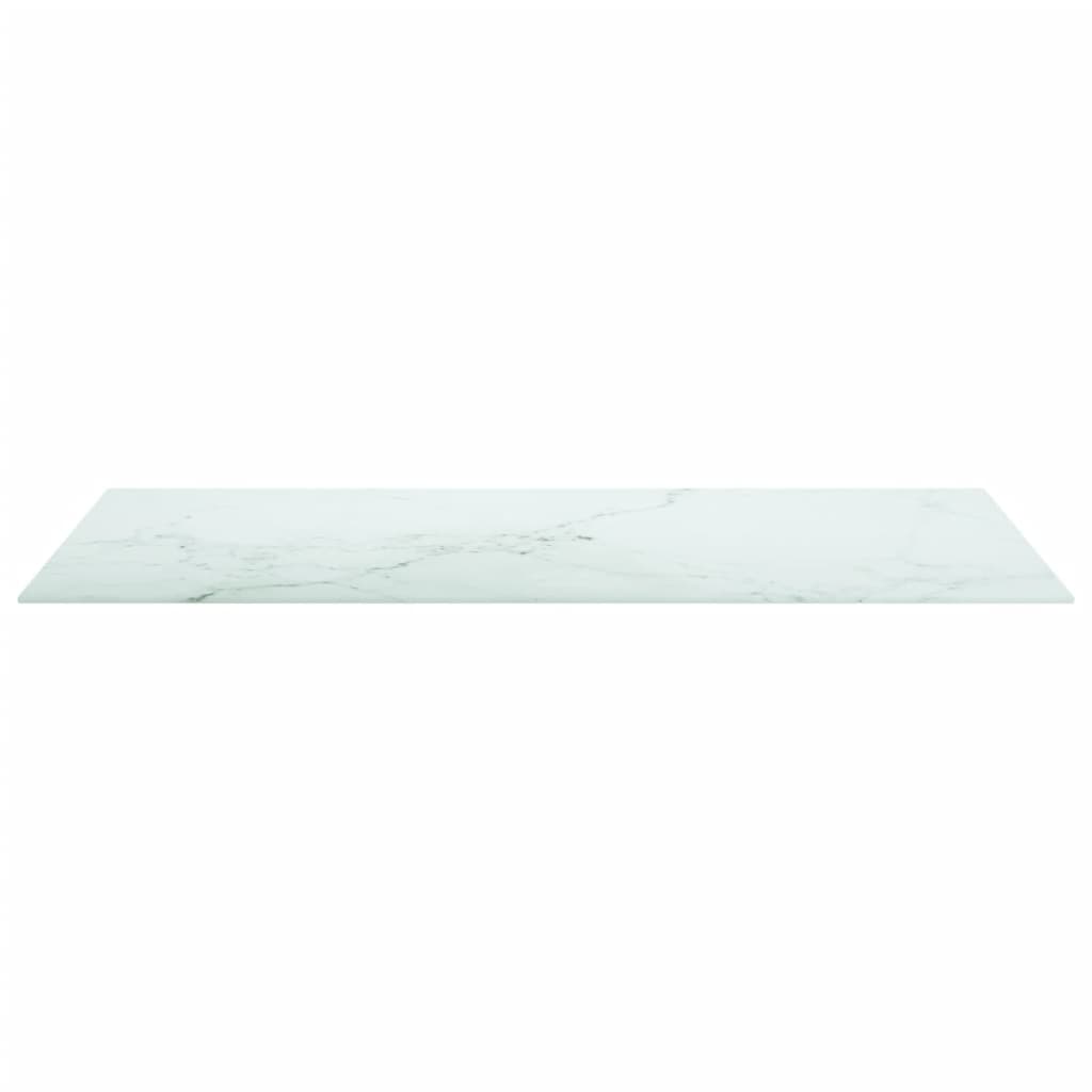 vidaXL Table Top White 100x50 cm 6mm Tempered Glass with Marble Design