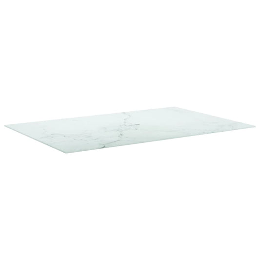 vidaXL Table Top White 100x62 cm 8mm Tempered Glass with Marble Design