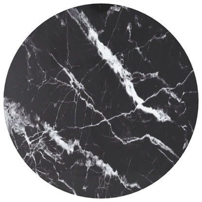 vidaXL Table Top Black Ø60x0.8 cm Tempered Glass with Marble Design