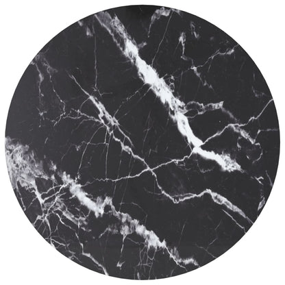 vidaXL Table Top Black ?70x0.8 cm Tempered Glass with Marble Design