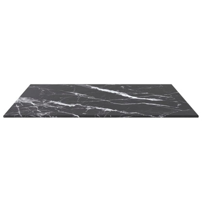 vidaXL Table Top Black 60x60 cm 6 mm Tempered Glass with Marble Design