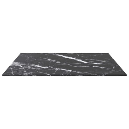 vidaXL Table Top Black 70x70 cm 6 mm Tempered Glass with Marble Design
