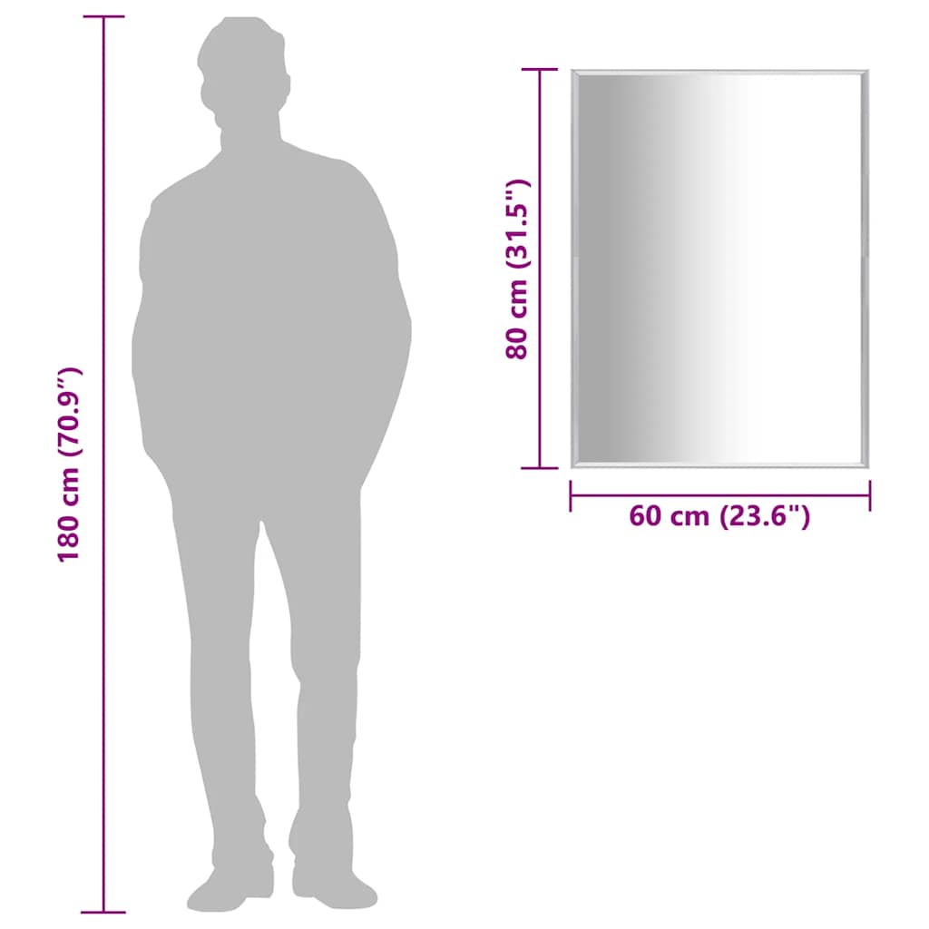 vidaXL Mirror Silver 80x60 cm