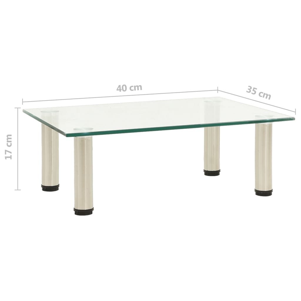 vidaXL TV Stand Transparent 40x35x17 cm Tempered Glass