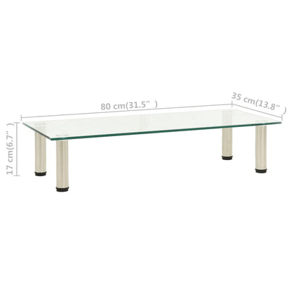 vidaXL TV Stand Transparent 80x35x17 cm Tempered Glass