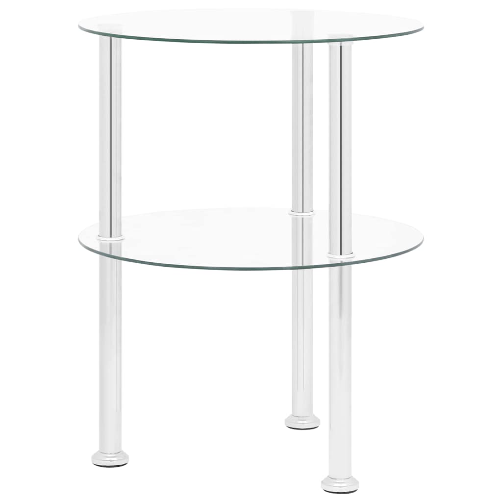 322787 vidaXL 2-Tier Side Table Transparent 38 cm Tempered Glass