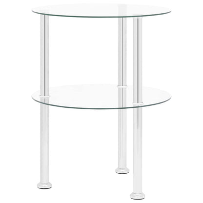 322787 vidaXL 2-Tier Side Table Transparent 38 cm Tempered Glass