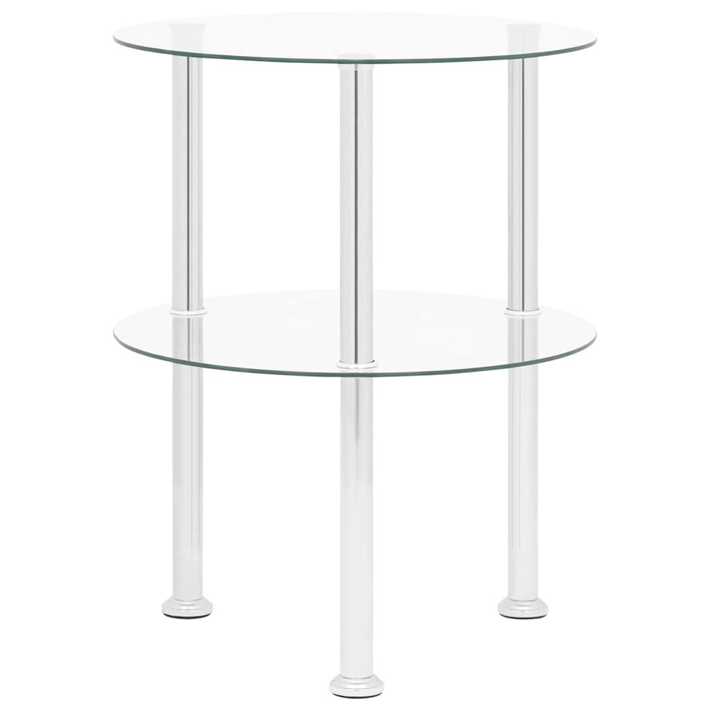 322787 vidaXL 2-Tier Side Table Transparent 38 cm Tempered Glass