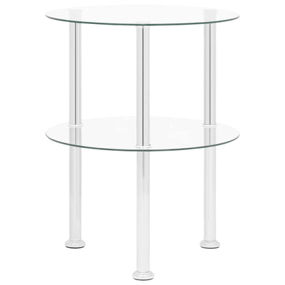 322787 vidaXL 2-Tier Side Table Transparent 38 cm Tempered Glass