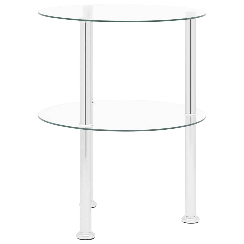 322787 vidaXL 2-Tier Side Table Transparent 38 cm Tempered Glass