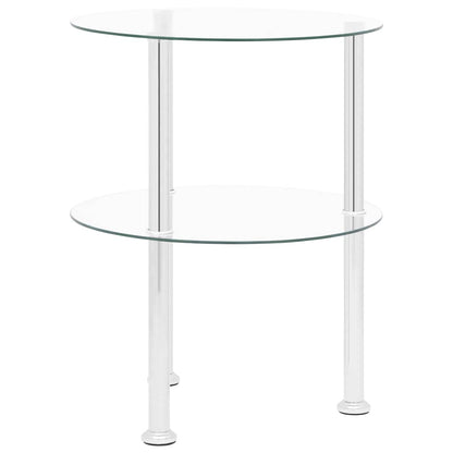 322787 vidaXL 2-Tier Side Table Transparent 38 cm Tempered Glass