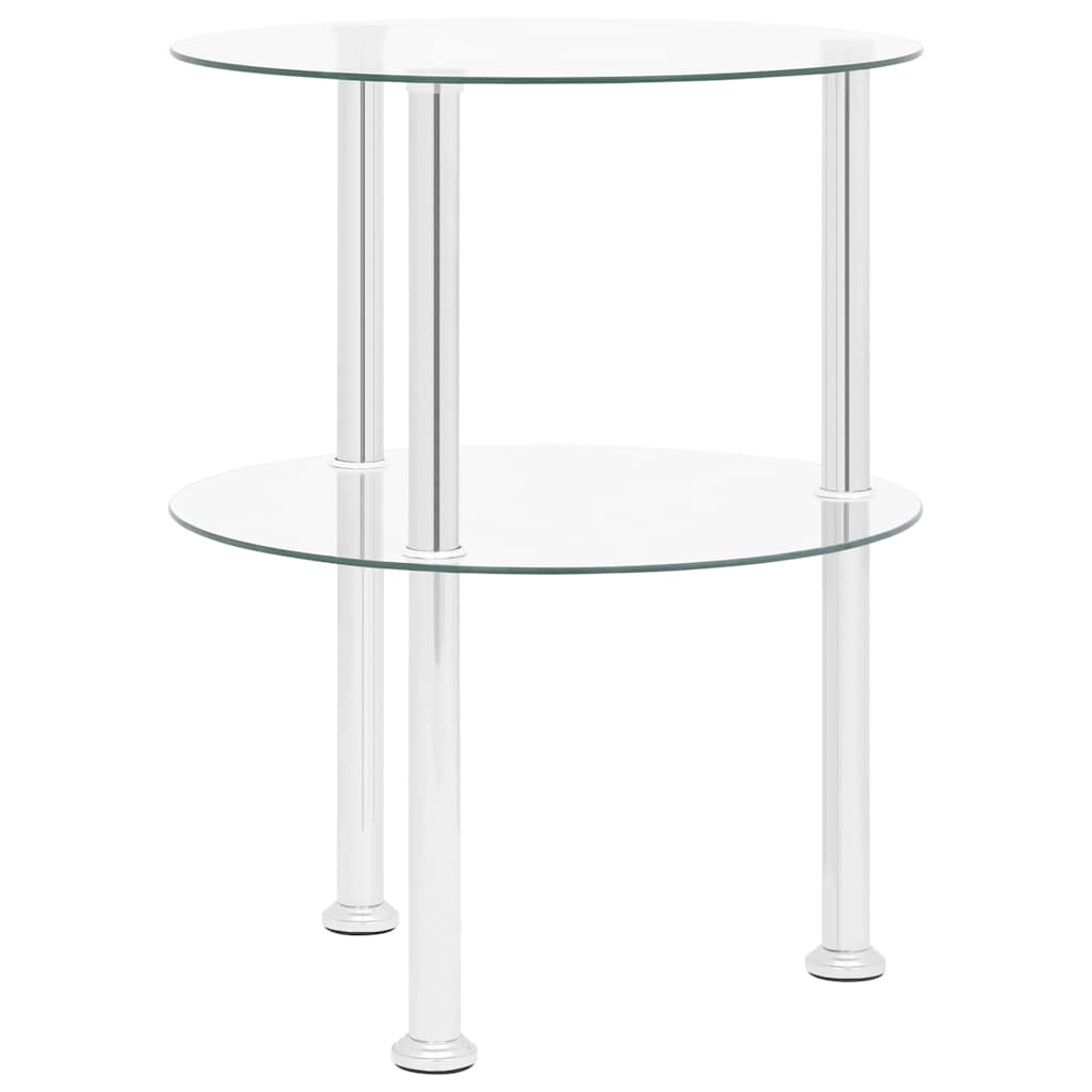 322787 vidaXL 2-Tier Side Table Transparent 38 cm Tempered Glass