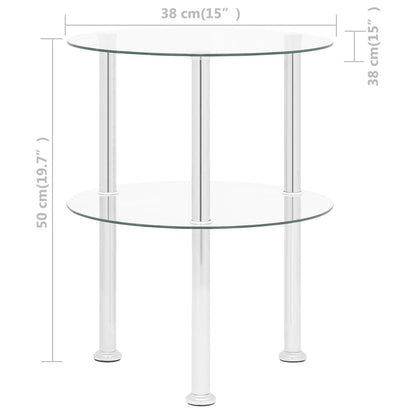 vidaXL 2-Tier Side Table Transparent 38 cm Tempered Glass