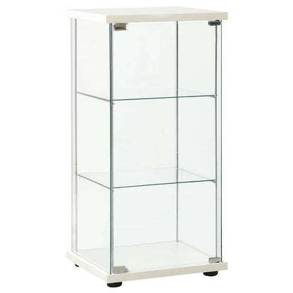 vidaXL Storage Cabinet | White and transparent | Tempered glass, Engineered wood