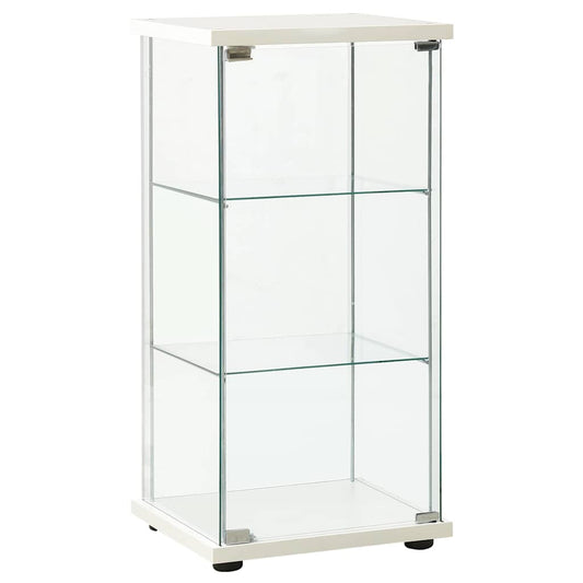 vidaXL Storage Cabinet | White and transparent | Tempered glass, Engineered wood