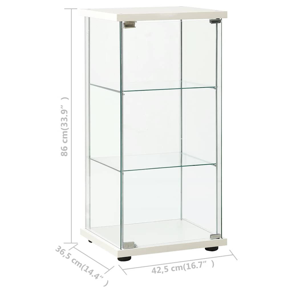 vidaXL Storage Cabinet | White and transparent | Tempered glass, Engineered wood