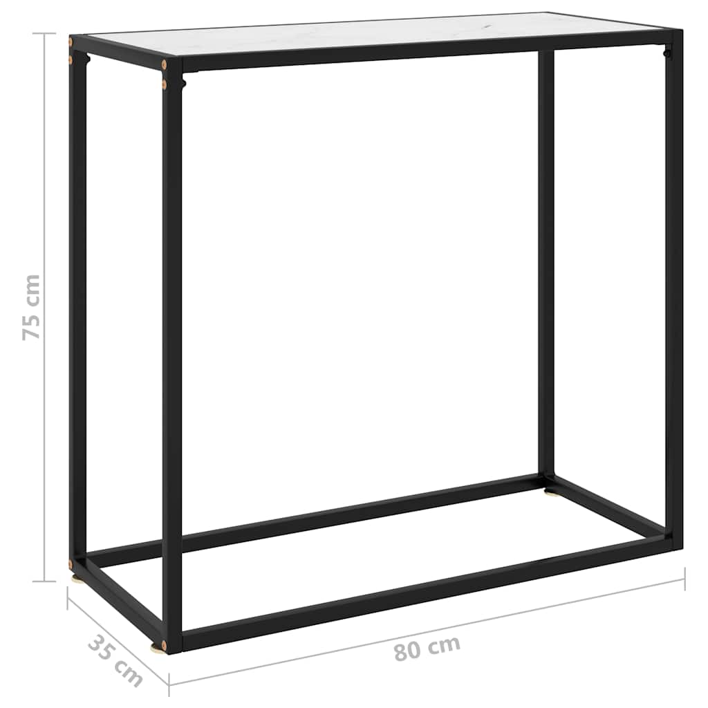322809 vidaXL Console Table White 80x35x75 cm Tempered Glass
