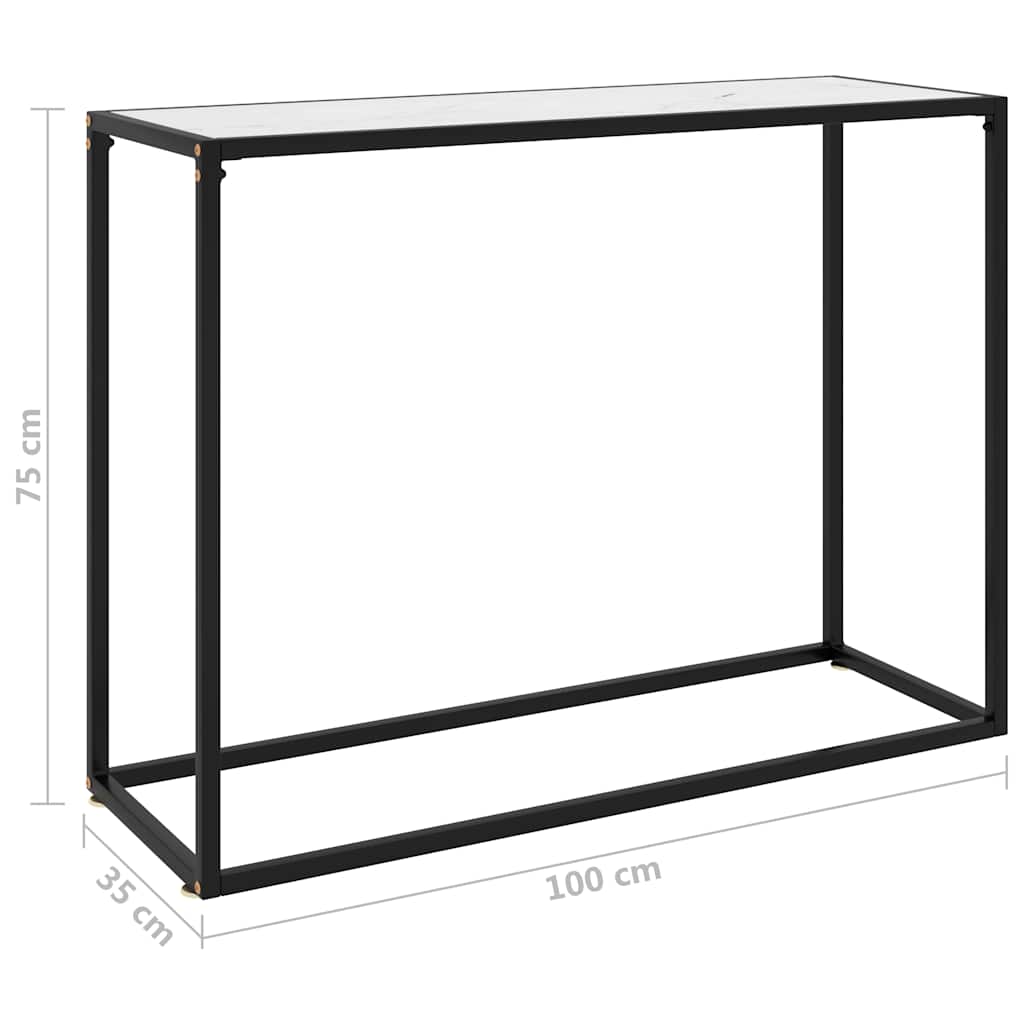 322813 vidaXL Console Table White 100x35x75 cm Tempered Glass