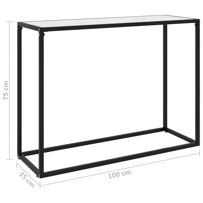 322813 vidaXL Console Table White 100x35x75 cm Tempered Glass