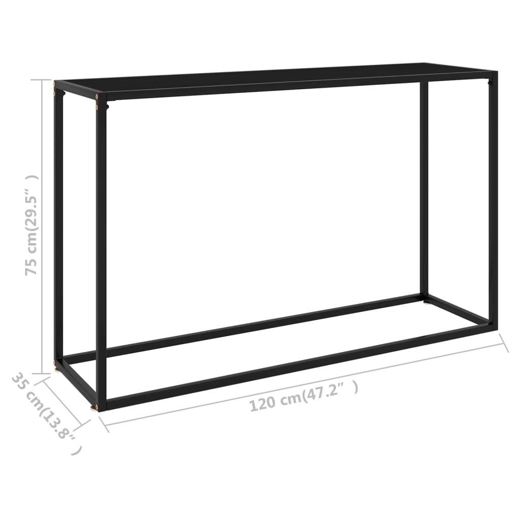 vidaXL Console Table | Black | Tempered glass, powder-coated steel | Medium